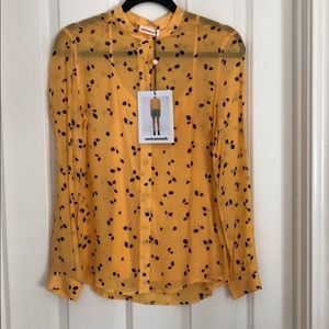 NWT Custommade yellow and black blouse size small